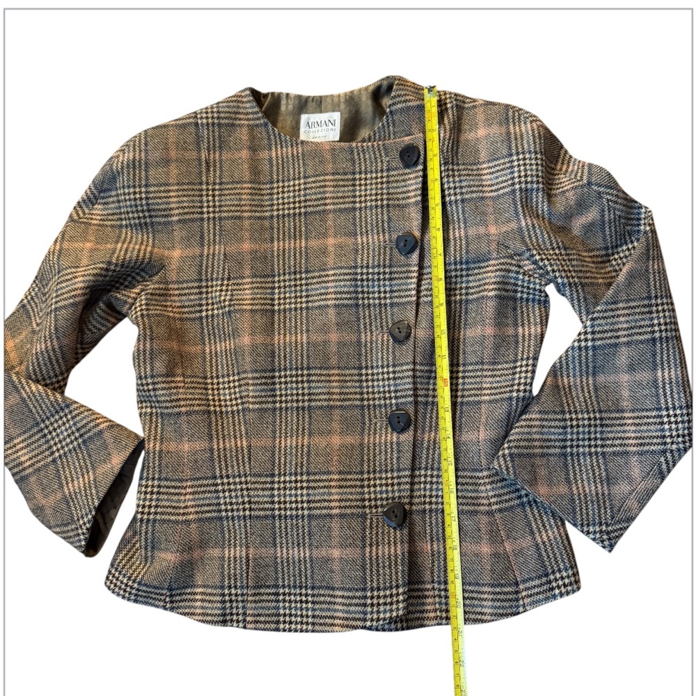 Armani Collezioni - Plaid Virgin Wool Cashmere Blend Jacket Blazer - Size 4 -EUC - Picture 14 of 15
